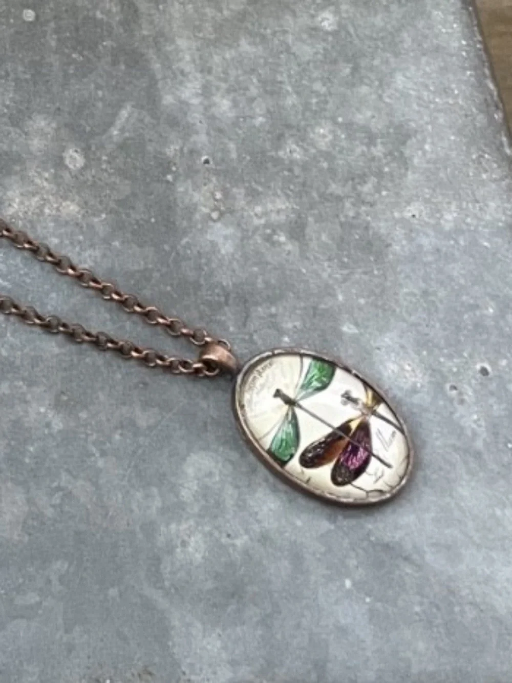 Dragonfly Pendant bronze tone Necklace